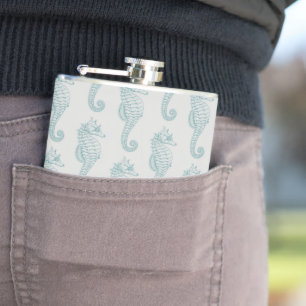 Flasques Chevaux de mer tropicaux, Motif hippocampe - gris