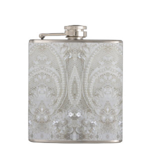 Flasques chic chic et élégant gris crème beige blanc floral