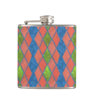 Flasques Chic Couleurs Poppy Faux patchwork Hip Flask
