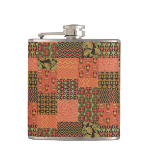 Flasques Chic Faux Tribal Égyptien Patchwork Hip Flask