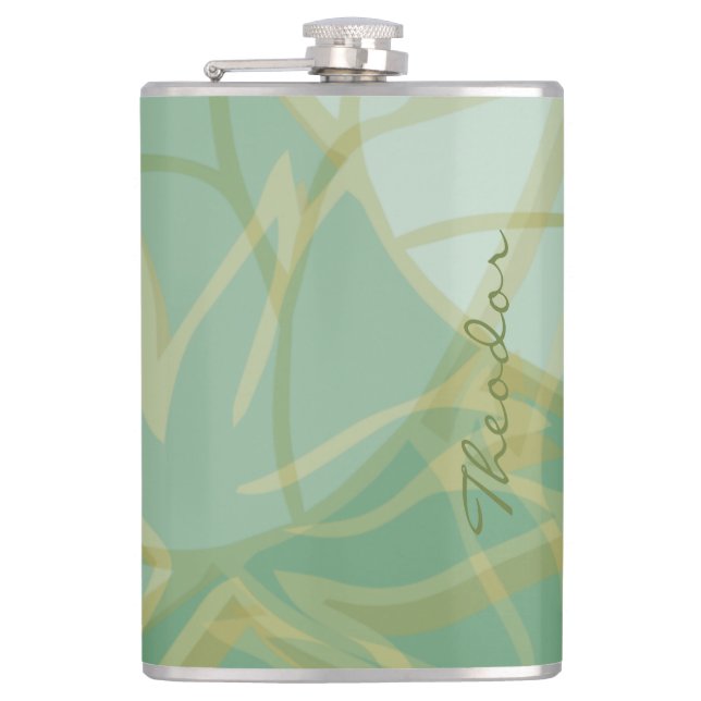 Flasques Chic Gold Green White Abstrait (Devant)