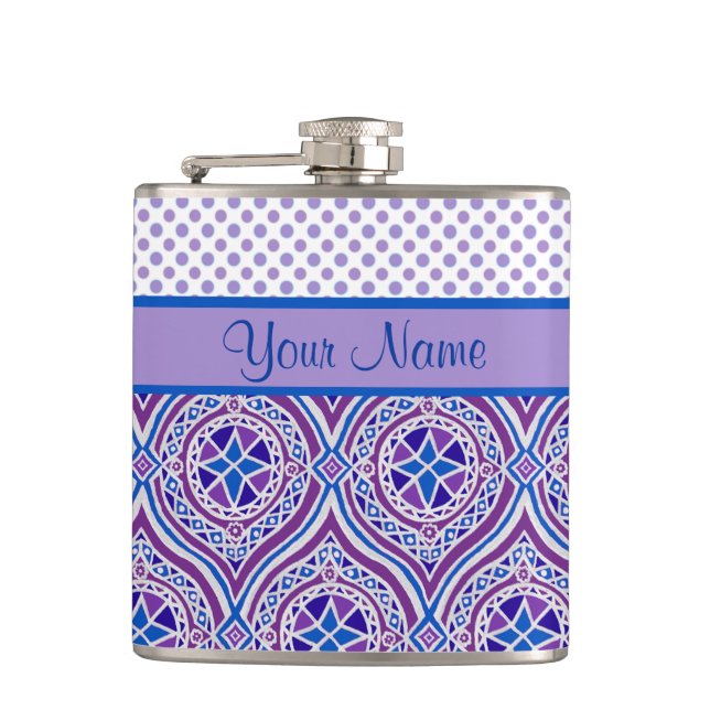 Flasques Chic Hip Flask to Personalize : Mauve, Bleu (Devant)