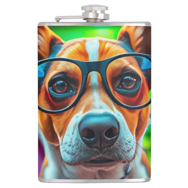 Flasques Chien Cool avec Lunettes de Soleil (Devant)