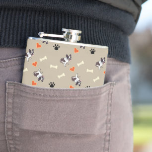 Flasques Chien de taureau français, régal de chien et motif