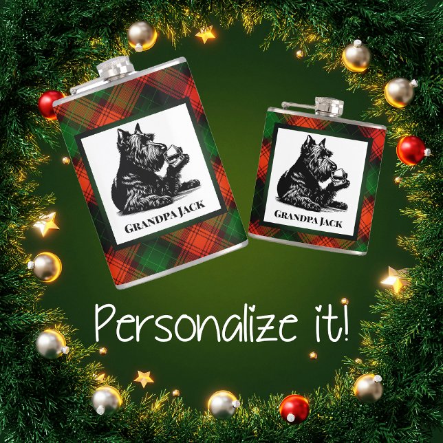 Flasques Chien écossais customisé et dram de Tartan Wee (Créateur téléchargé)