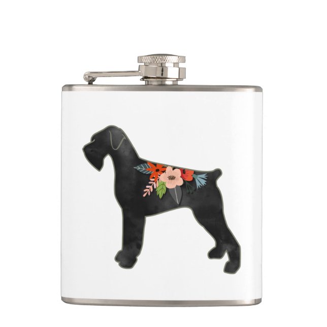 Flasques Chien géant Schnauzer NC Boho Floral Silhouette (Devant)