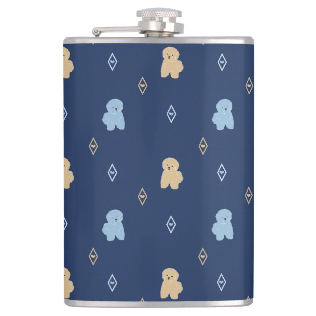 Flasques Chien Lhasa Apso motif bleu arrière - plan (Devant)