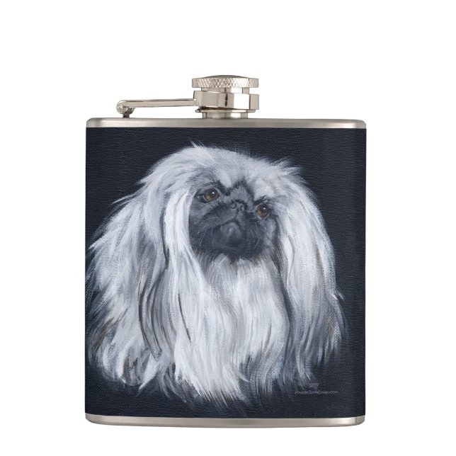 Flasques Chien pekingese blanc (Devant)