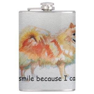 Flasques Chien Spitz Allemand "Je souris parce que je peux 