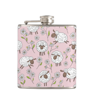 Flasques Chiens de comptage sur coton bonbon rose