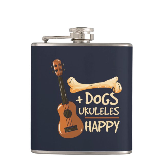 Flasques Chiens et Ukulele me rendent heureux (Devant)