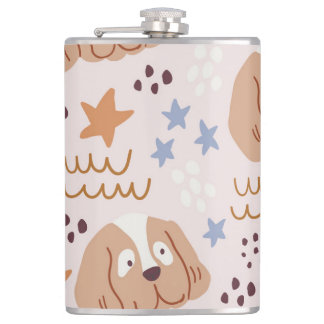 Flasques Chiens mignons, étoiles, lignes : vintage sans sou