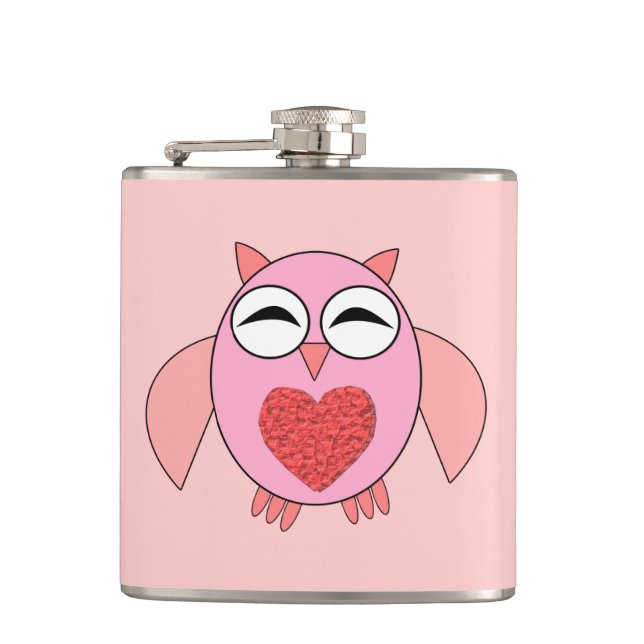 Flasques Chouette de coeur rose (Devant)