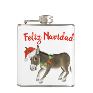 Flasques Christmas Burro Feliz Navidad Personnalisable