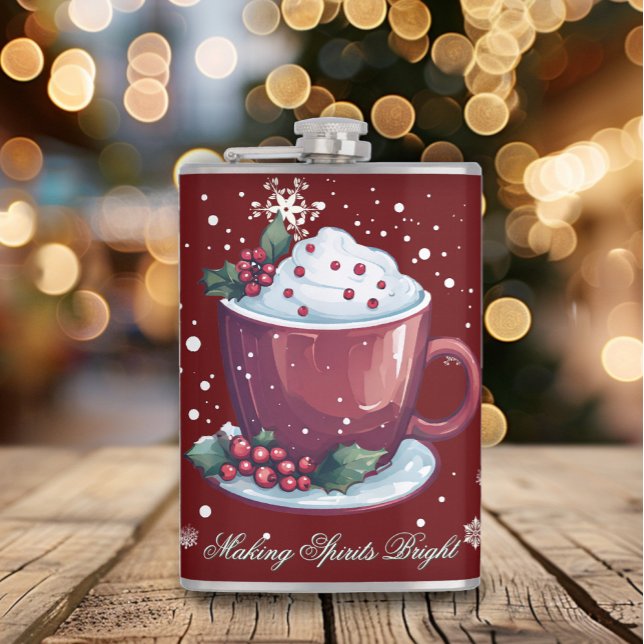 Flasques Christmas Cup of Hot Chocolate | Red (Red Christmas Cup of Hot Chocolate Flask)