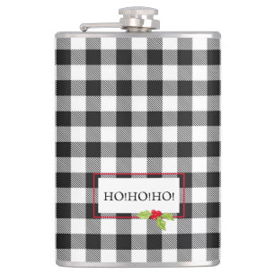 Flasques Christmas Holly Ho Ho Ho Buffalo Plaid