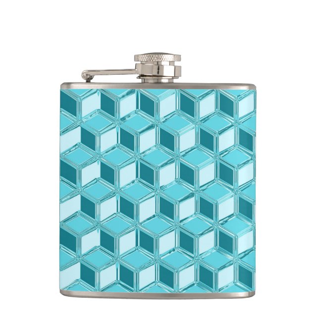 Flasques Chrome 3-d boîtes - turquoise / aqua (Devant)
