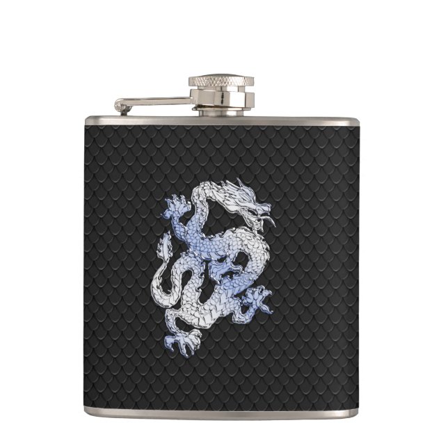 Flasques Chrome comme argent Dragon Black Snake style de pe (Devant)