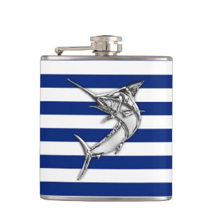 Flasques Chrome Marlin sur les rayures de marine