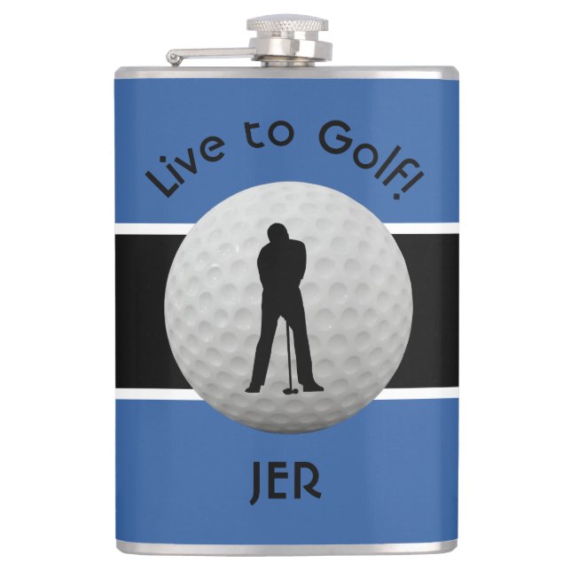 Flasques Citation Live to Golf Monogramme Initiales Bleu No (Devant)