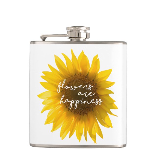 Flasques Citation tournesol "les fleurs sont le bonheur" (Devant)