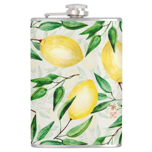 Flasques citrons aquarelle, motif de fruits sans soudure. (Devant)