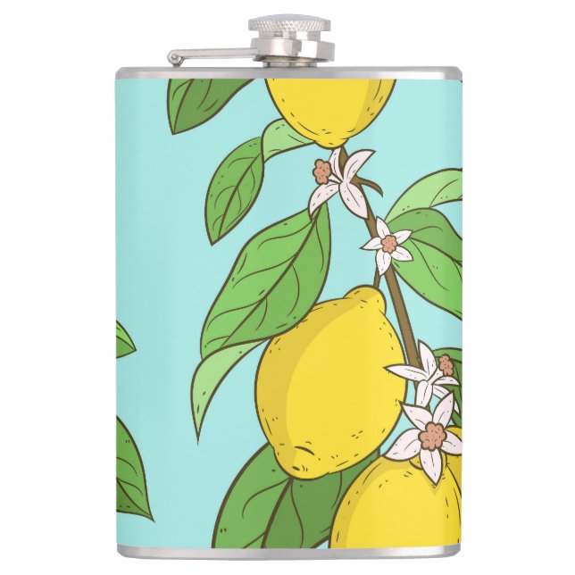 Flasques Citrons, Arrière - plan Bleu Vibrant sans couture. (Devant)
