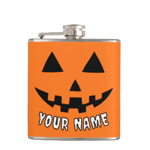 Flasques Citrouille orange personnalisé Halloween Votre Nom