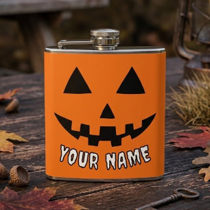Flasques Citrouille orange personnalisée Halloween Votre no