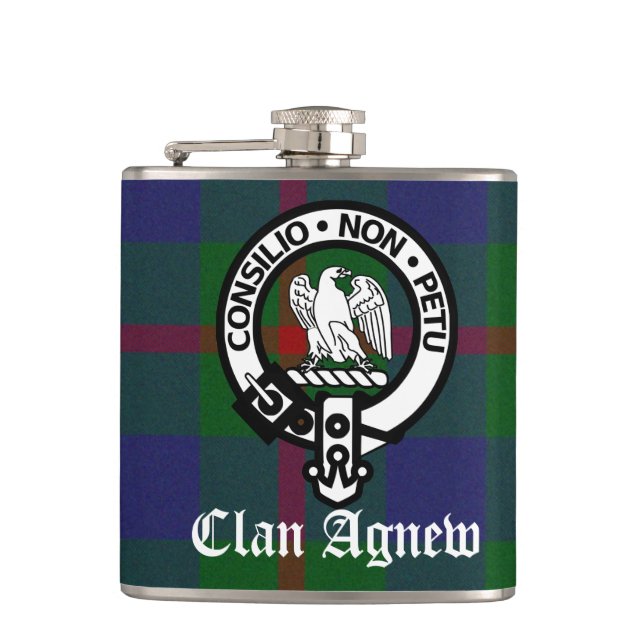Flasques Clan Agnew Crest Badge et Tartan (Devant)
