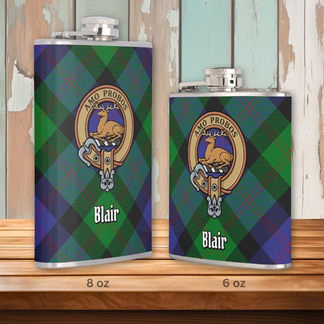 Flasques Clan Blair Crest sur Tartan (Créateur téléchargé)