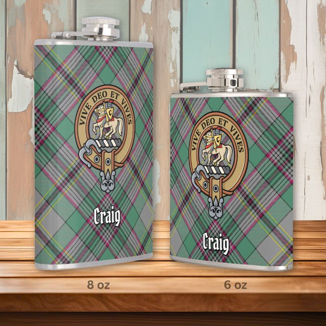 Flasques Clan Craig Crest sur Tartan (Créateur téléchargé)