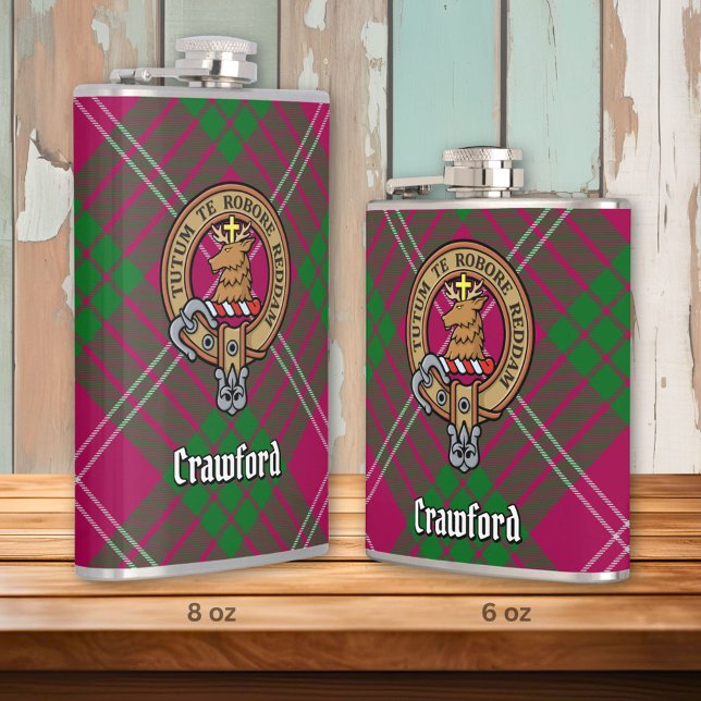 Flasques Clan Crawford Crest sur Tartan (Créateur téléchargé)