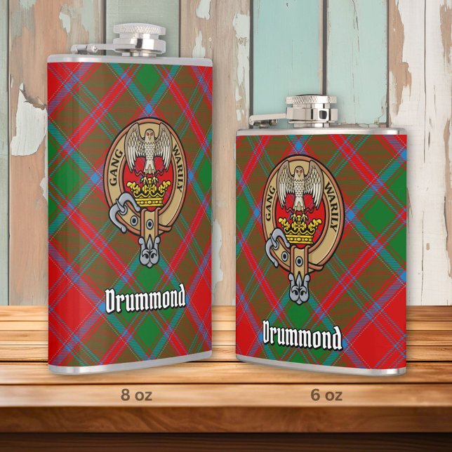 Flasques Clan Drummond Crest sur Tartan (Créateur téléchargé)