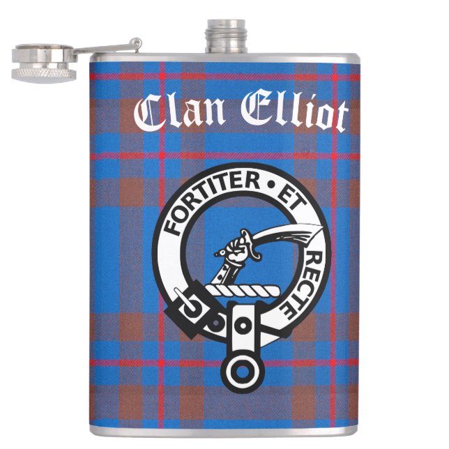 Flasques Clan Elliot Crest Badge & Tartan (Ouvert)