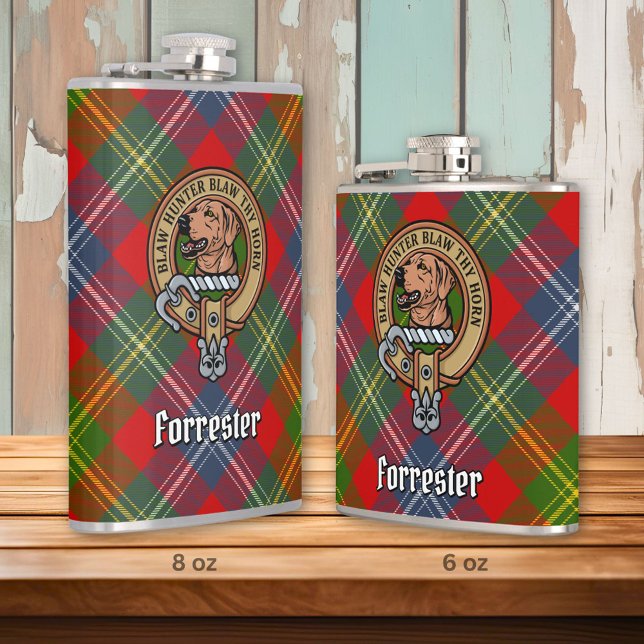 Flasques Clan Forrester Crest sur Tartan (Créateur téléchargé)