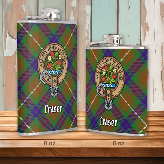 Flasques Clan Fraser Crest sur la chasse Tartan (Créateur téléchargé)