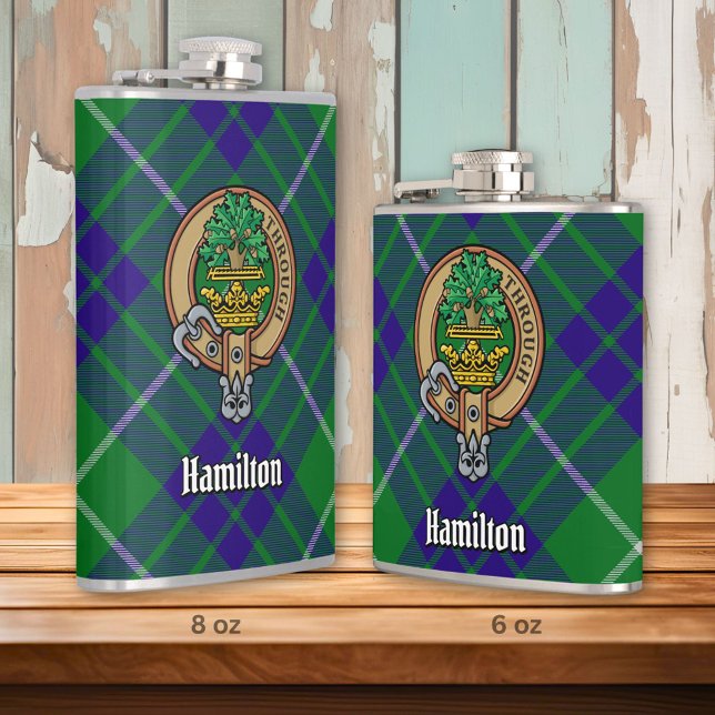 Flasques Clan Hamilton Crest sur la chasse Tartan (Créateur téléchargé)