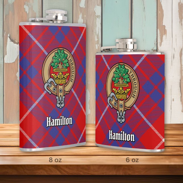 Flasques Clan Hamilton Crest sur Red Tartan (Créateur téléchargé)