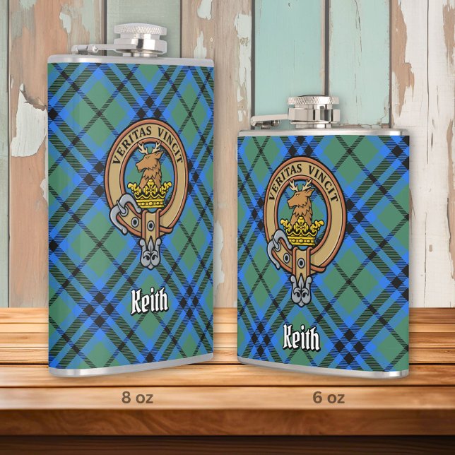 Flasques Clan Keith Crest sur Tartan (Créateur téléchargé)