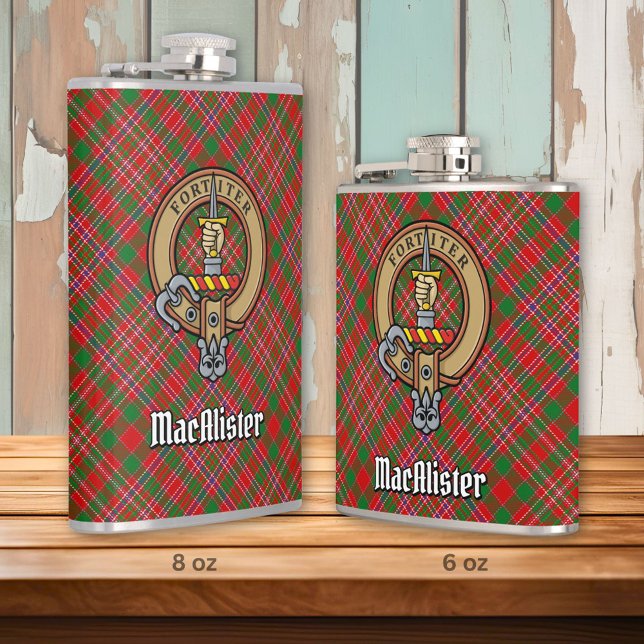 Flasques Clan MacAlister Crest sur Tartan (Créateur téléchargé)