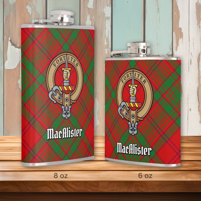 Flasques Clan MacAlister de Glenbarr Crest sur Tartan (Créateur téléchargé)