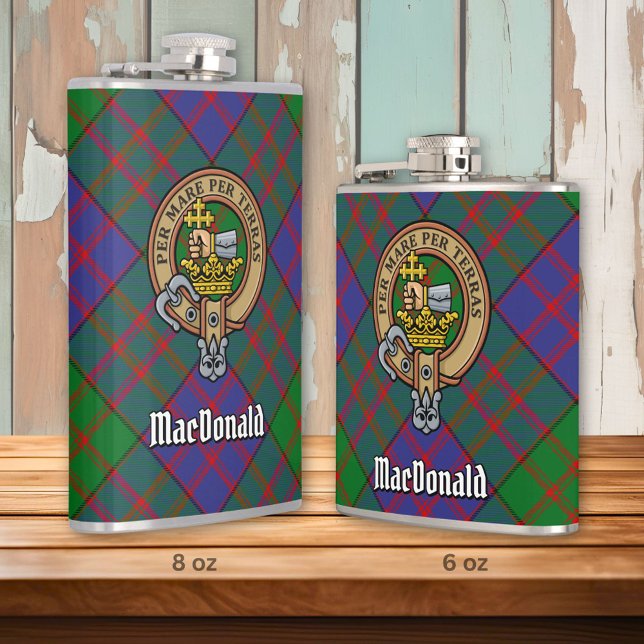 Flasques Clan MacDonald Crest sur Tartan (Créateur téléchargé)