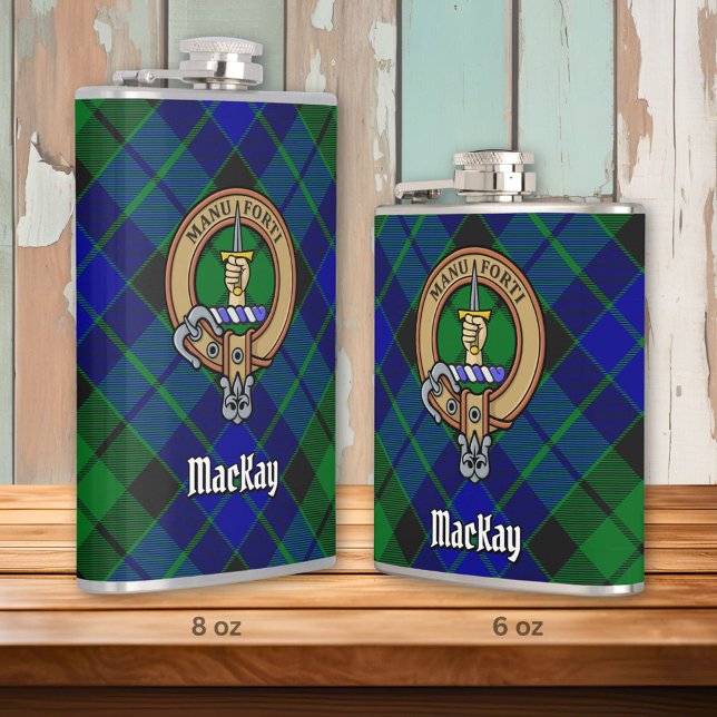 Flasques Clan MacKay Crest sur Tartan (Créateur téléchargé)