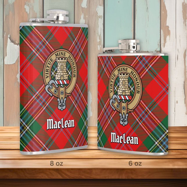 Flasques Clan MacLean Crest sur Tartan (Créateur téléchargé)