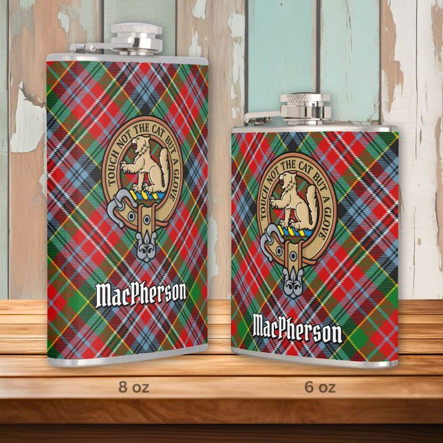 Flasques Clan MacPherson Crest sur Tartan (Créateur téléchargé)