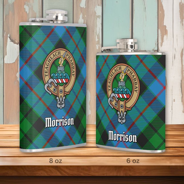 Flasques Clan Morrison Crest sur la chasse Tartan (Créateur téléchargé)