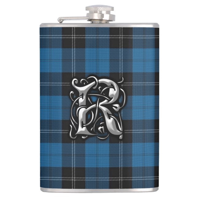 Flasques Clan Ramsay tartan bleu et noir de Ramsey de (Devant)