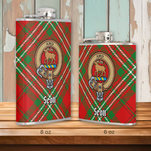 Flasques Clan Scott Crest sur Red Tartan