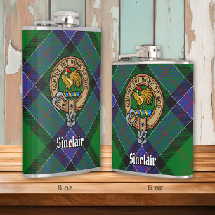 Flasques Clan Sinclair Crest sur la chasse Tartan